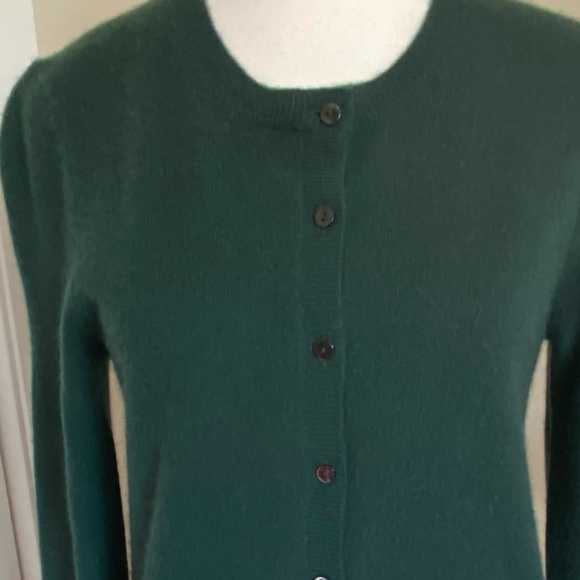 Lord & Taylor Dark Green Button Cashmere Long Sleeve Crew Neck Sweater- Sz-S - Picture 2 of 14
